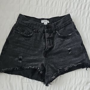 Forever 21 Black Distressed Jean Shorts